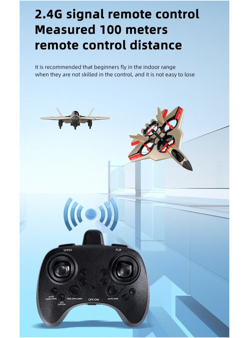 360° Stunt Hover Remote Control Foam Aircraft - EPP Foam 4-Axis Quadcopter Glider with LED Lights, 2.4GHz Remote, Vertical Takeoff, Headless Mode, and One-Key Return for Kids & Adults