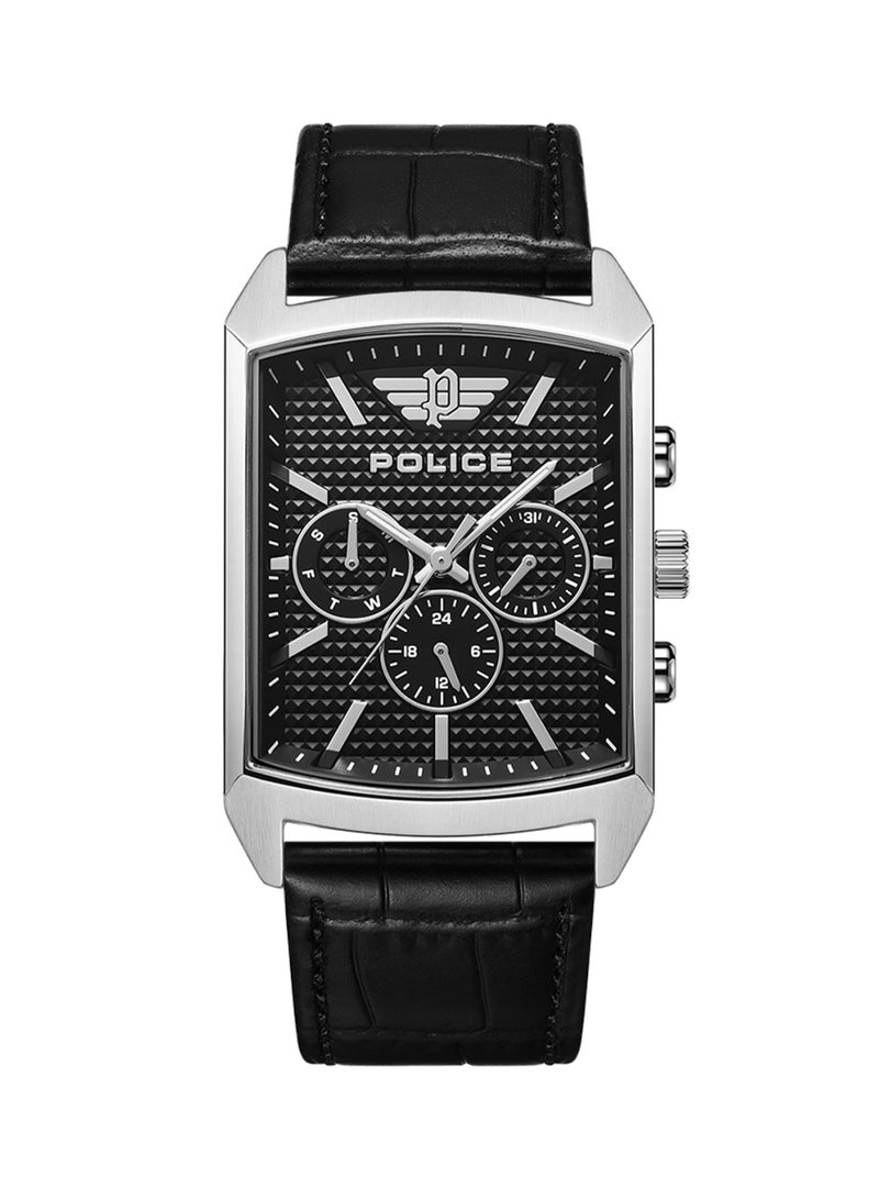 POLICE Men Saleve Black Leather Watch & Bracelet Gift Set for Men - Image 1
