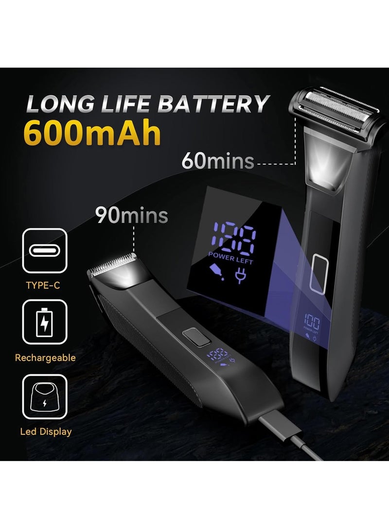 FLYROAD 3-in-1 Body Trimmer for Men, Groin, Pubic & Ball Hair Shaver No-Nick, Nose Hair Trimmer, Body Groomer for Smooth Shaving, Lightweight with Travel Lock, LED Display, IPX7 Waterproof - Image 3