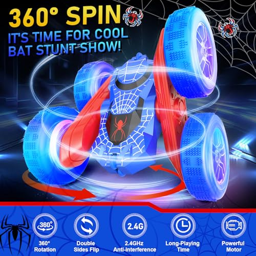 NQD Spider Remote Control Car Double Sided 360Rotate RC Stunt Car with Wheel Lights 4WD OffRoad RC Cars 24Ghz IndoorOutdoor Rechargeable Toy Car for Boys Age 47 812 Birthday Xmas Gift - Image 5