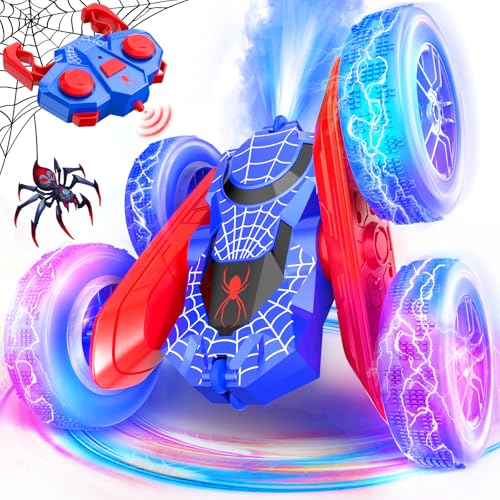 NQD Spider Remote Control Car Double Sided 360Rotate RC Stunt Car with Wheel Lights 4WD OffRoad RC Cars 24Ghz IndoorOutdoor Rechargeable Toy Car for Boys Age 47 812 Birthday Xmas Gift - Image 1