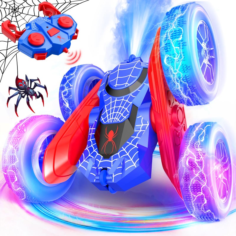 NQD Spider Remote Control Car Double Sided 360Rotate RC Stunt Car with Wheel Lights 4WD OffRoad RC Cars 24Ghz IndoorOutdoor Rechargeable Toy Car for Boys Age 47 812 Birthday Xmas Gift - Image 3