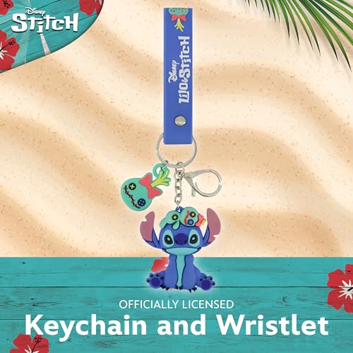 Disney Stitch Keychain Scrump Charm Wristlet with Key Ring Blue - Image 3