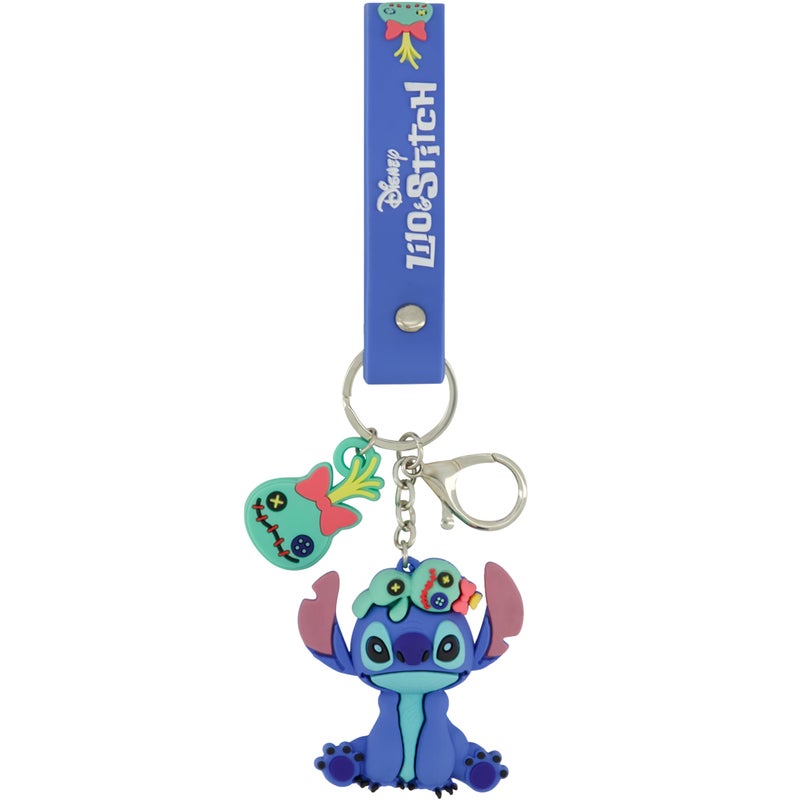 Disney Stitch Keychain Scrump Charm Wristlet with Key Ring Blue - Image 2