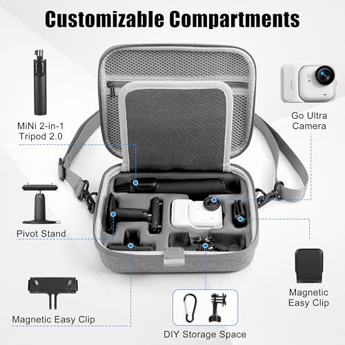 STARTRC VCR Carrying Case for Insta360 GO Ultra Nylon Material Travel Bag Protective Case Organizer for Insta 360 GO Ultra Accessories DIY Large Capacity for Quick Release Mount Magnetic Pendant Tripod - Image 3
