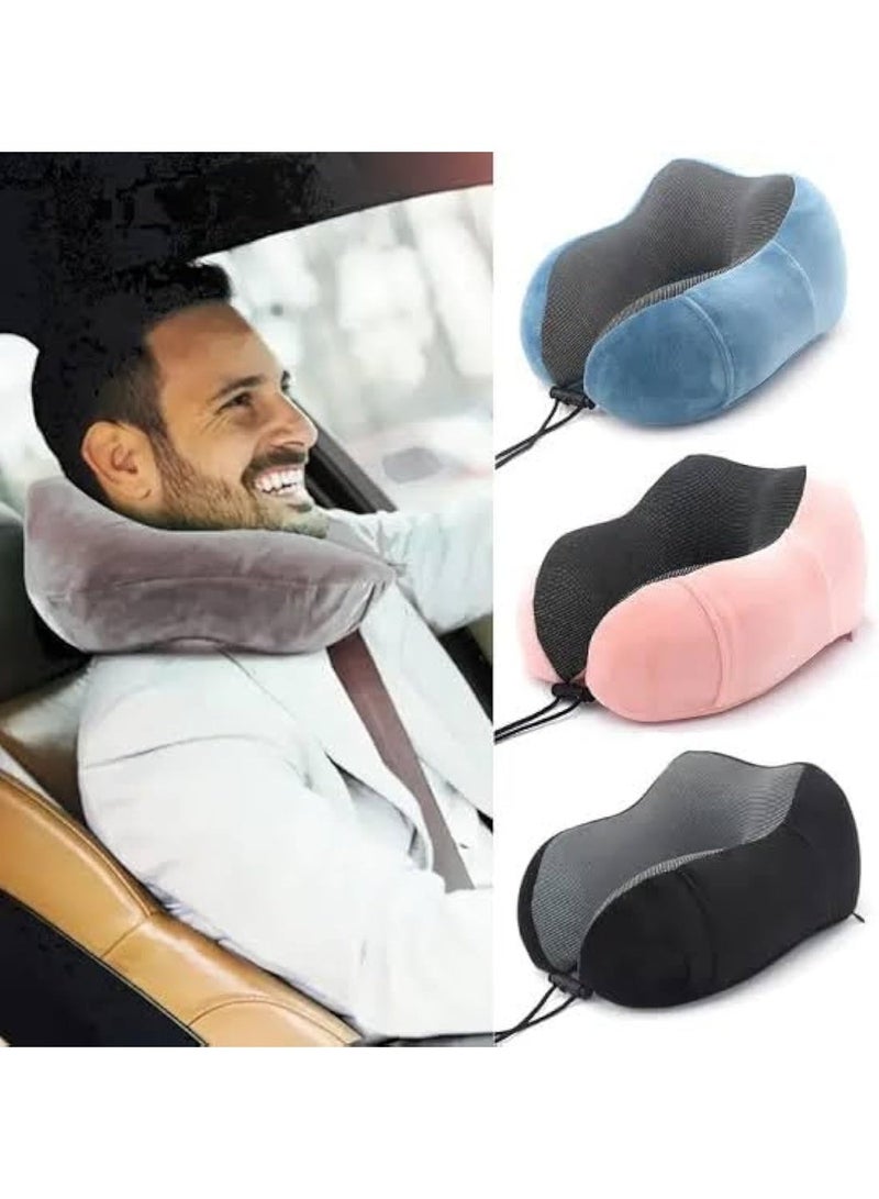 Memory foam neck pillow – comfortable support for travel, office, car and home – to relieve neck pain and improve posture