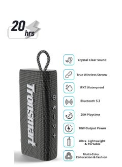 Tronsmart Tronsmart Portable Bluetooth Speaker, Trip Mini Speaker with Bluetooth 5.3, 20H Playtime, AUX, Mic, IPX7 Waterproof Speakers, Wireless Outdoor Speakers Shower Speaker for Beach and Bike Travel- (Black)  - Image 1