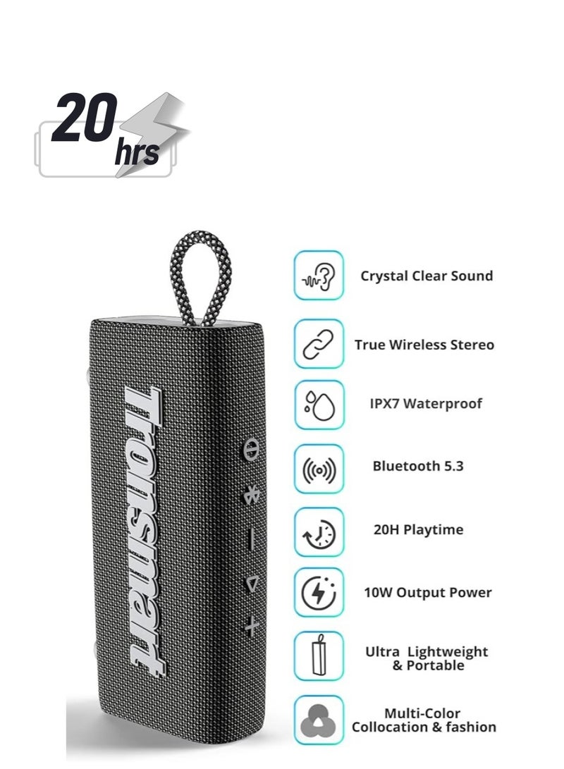 Tronsmart Portable Bluetooth Speaker, Trip Mini Speaker with Bluetooth 5.3, 20H Playtime, AUX, Mic, IPX7 Waterproof Speakers, Wireless Outdoor Speakers Shower Speaker for Beach and Bike Travel- (Black) - Image 1