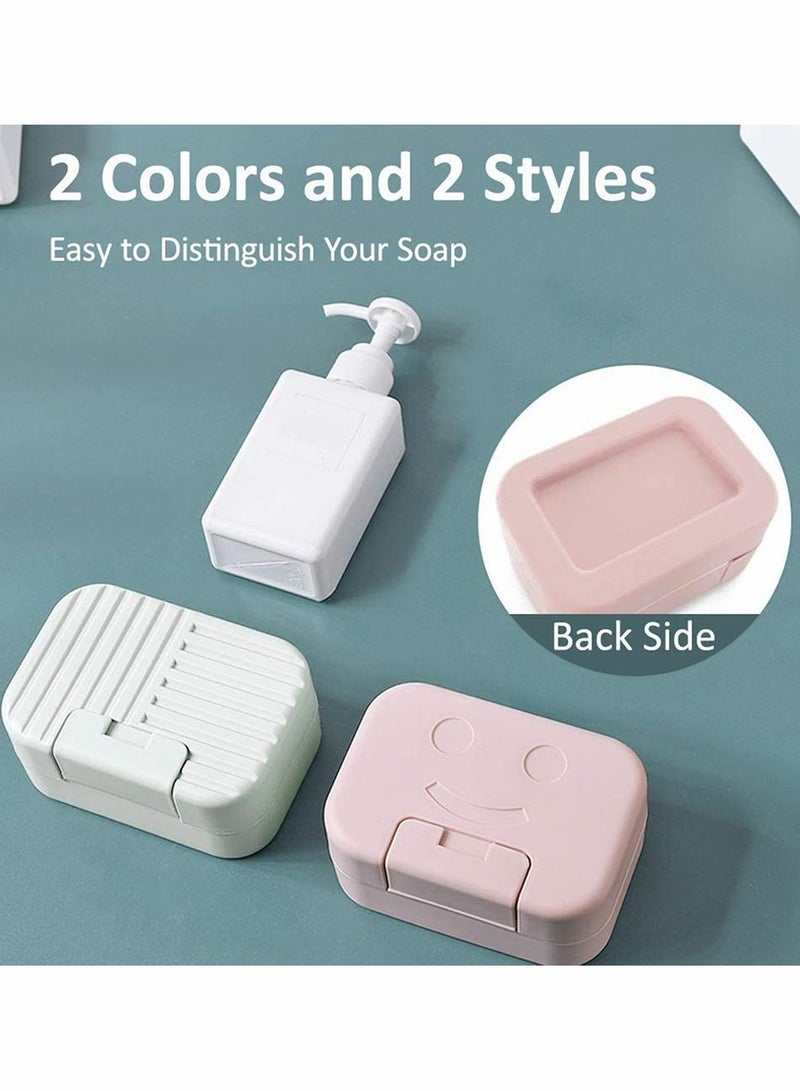 4 Pack Travel Soap Case Box Perfect for Gift Home Bathroom Camping and Other Outdoor Activities Blue Pink - Image 2