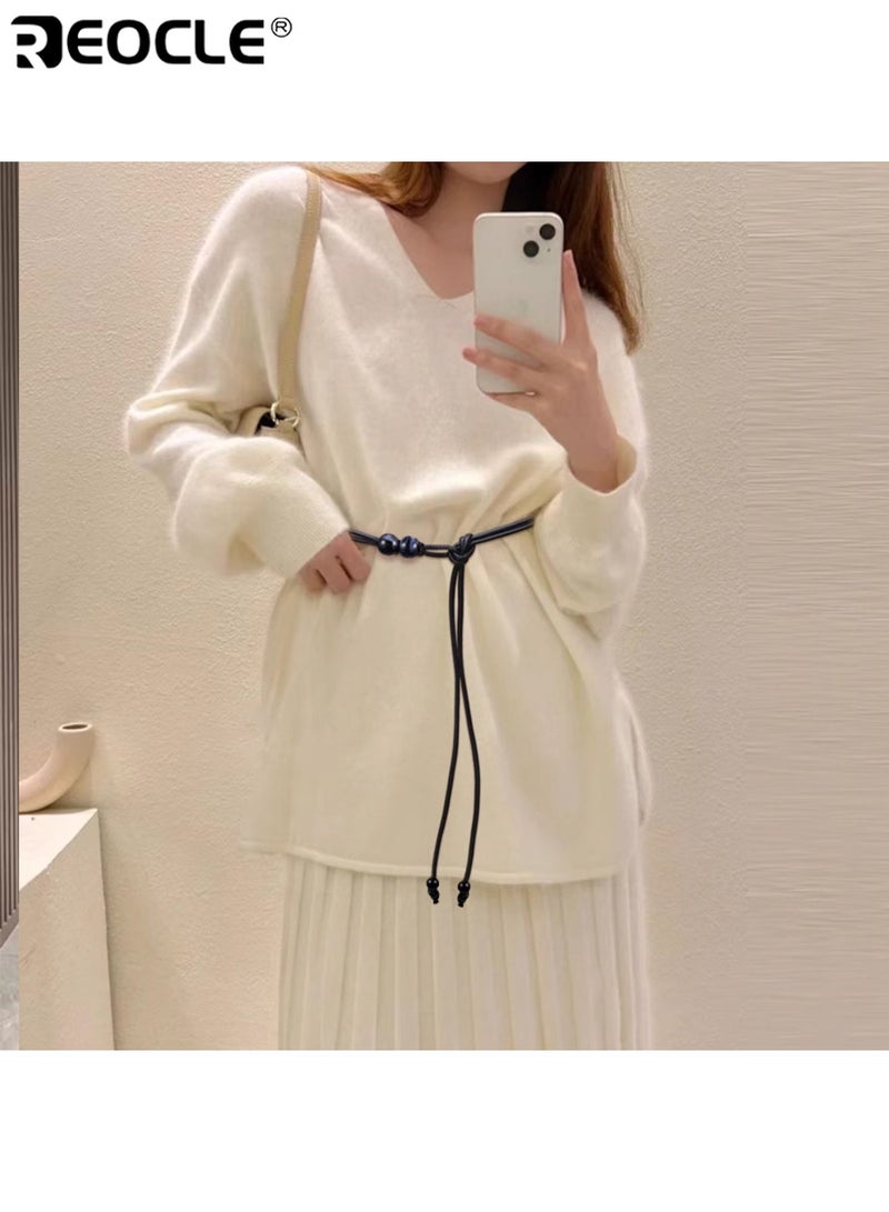 REOCLE Women's Adjustable Slim Fit Waist Cinch Belt with Coffee Brown Beaded Accents Stylish Elegant Outfit Enhancer Suitable for Dresses Shirts Jackets Versatile Design Ideal for Casual to Formal Occasions Daily Wear Parties Work Events Fashion Gatherings Perfect Elegant Accessory for Women Ladies Sophisticated Detailing Shirt Accessory Minimalist Design Durable Material Fashion Accessory Mature Women - Image 5