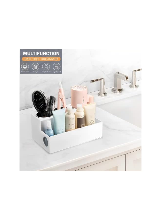 Raxoom Hair Tools Organizer,Bathroom Countertop Organizer for Blow Dryer /Styling Tools/Flat Irons/Curling Irons/Makeup,Acrylic Hot Tools Organizer and Bathroom Accessories Storage (White) - Image 5