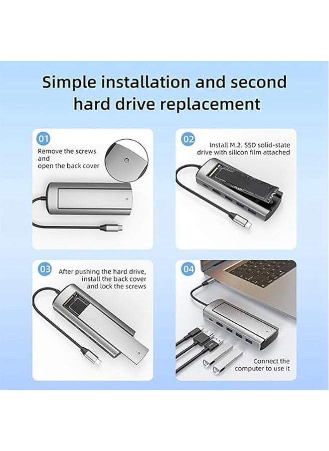 General - 6-in-1 USB hub compatible docking station 6-in-1 dual protocol SATA+NVME docking station Type-C docking station M.2 hard disk box NVME SATA dual protocol - Image 1