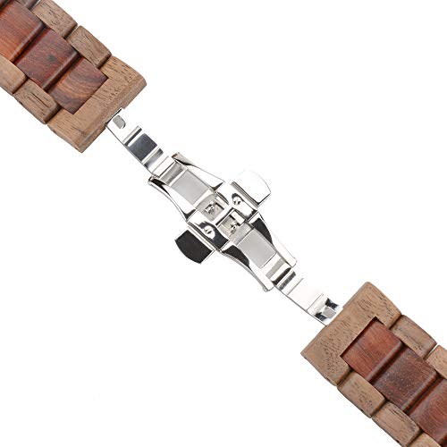 Kinobo Wooden Watch Band Compatible with Apple Watch,Natural Hardwood Watch Strap Thickened Wrist Bracelet for iWatch Series 8,7, 6, 5, 4, 3, 2, 1, Sport, Edition (Walnut + Sandal--42/44/45mm) - Image 5