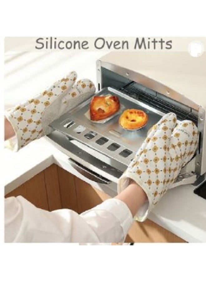 قفاز فرن سيليكون مبطن تقيل، مانعة للانزلاق، مناسبة للطبخ والشواء قطعه - Image 1