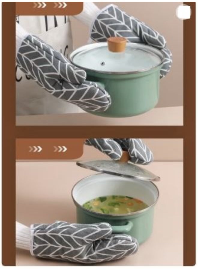 قفاز فرن سيليكون مبطن تقيل، مانعة للانزلاق، مناسبة للطبخ والشواء قطعه - Image 2