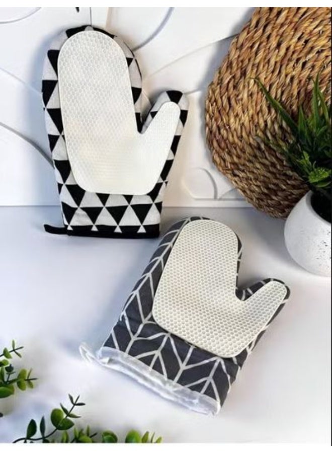 قفاز فرن سيليكون مبطن تقيل، مانعة للانزلاق، مناسبة للطبخ والشواء قطعه - Image 3