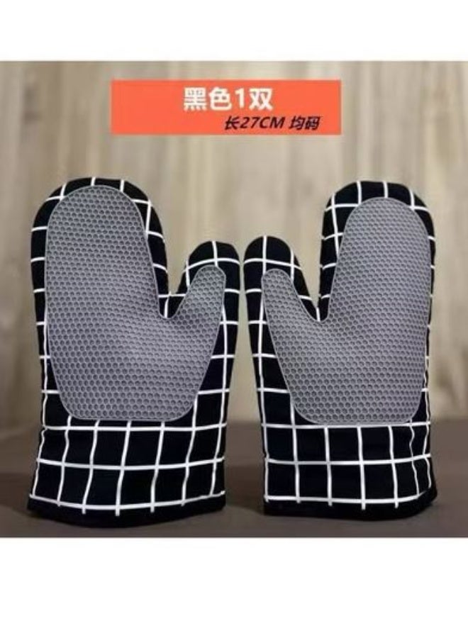 قفاز فرن سيليكون مبطن تقيل، مانعة للانزلاق، مناسبة للطبخ والشواء قطعه - Image 4