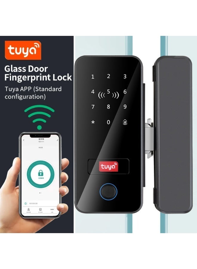 TUYA Smart Glass Door Lock - Bluetooth Fingerprint Electronic Door Lock for Office & Home Glass/Sliding Doors | App, Fingerprint, RFID Card, PIN Code, Remote & Mechanical Key Unlock - Image 4