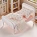 Minamzee 112 Dollhouse Furniture Bed 1 Set Miniature Fairy Pastoral Style White Rattan Bed with Removable Lace Bedding Modemn Bedroom Furniture Accessories Set - Image 2