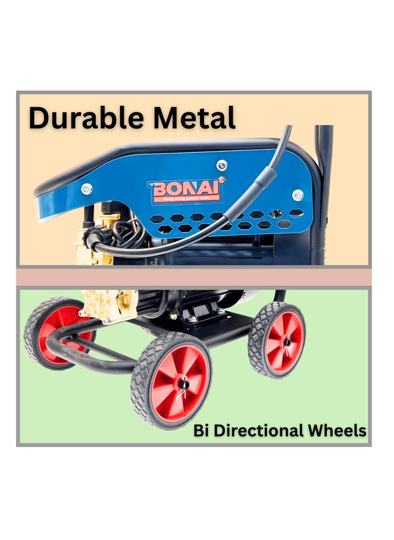 BONAI BONAI Pressure Washer 3000W Electric – 5800 PSI Power Cleaner, 8.5L/Min Flow, Self-Priming, Shut-Off Gun, Foam Spray, Hose Reel – For Car Wash, Driveways, Patio, Garden & Home Use  - Image 4