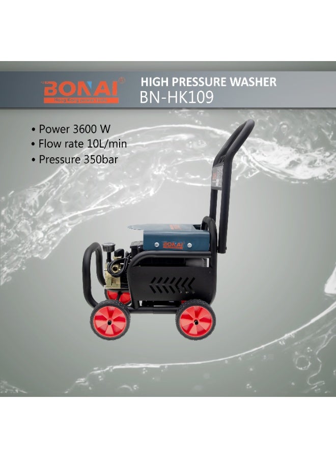 BONAI BN-HK109 3600W High-Pressure Washer 350Bar – Electric Power Cleaner 10L/Min, Self-Priming, Auto Shut-Off Gun, Overheat Protection, 220-240V - Image 2