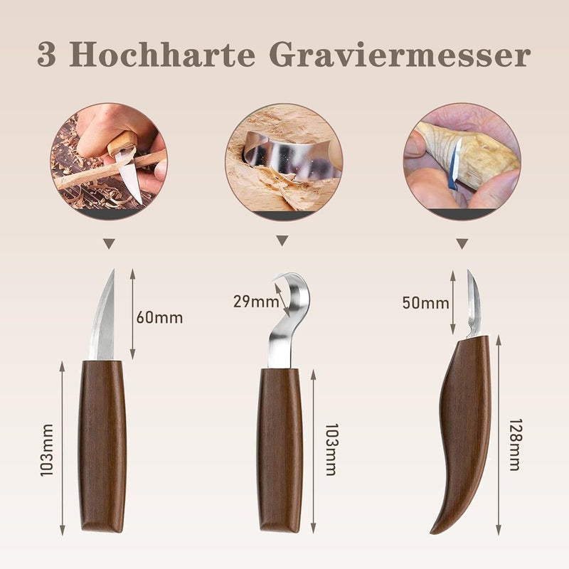 KAQ Wood Carving Tool Set, 34 in 1 Carving Set with 15 x Carving Knives, 8 Pieces Basswood for Carving, Whetstone and Cut-Resistant Gloves, Carving Tool Set for Beginners and Children - Image 2