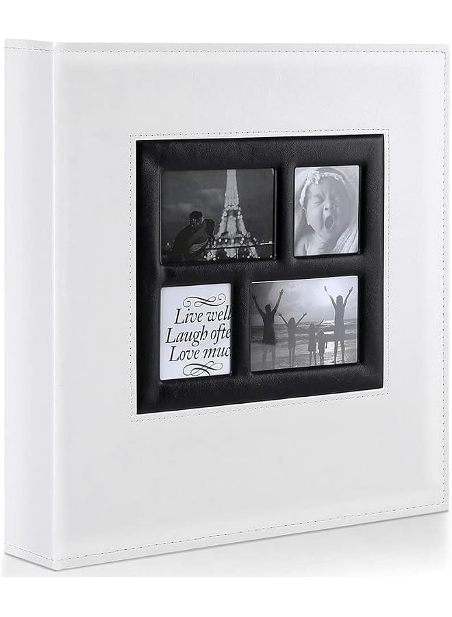 S-TOP Photo Album, 500 4x6In Pockets Photos, Leather Cover Extra Large Capacity Family Wedding Picture Albums Holds 500 Horizontal and Vertical Photos (White) - Image 1