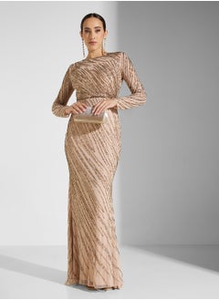 Amelia Rose Embellished Crew Neck  Dress  - Image 1