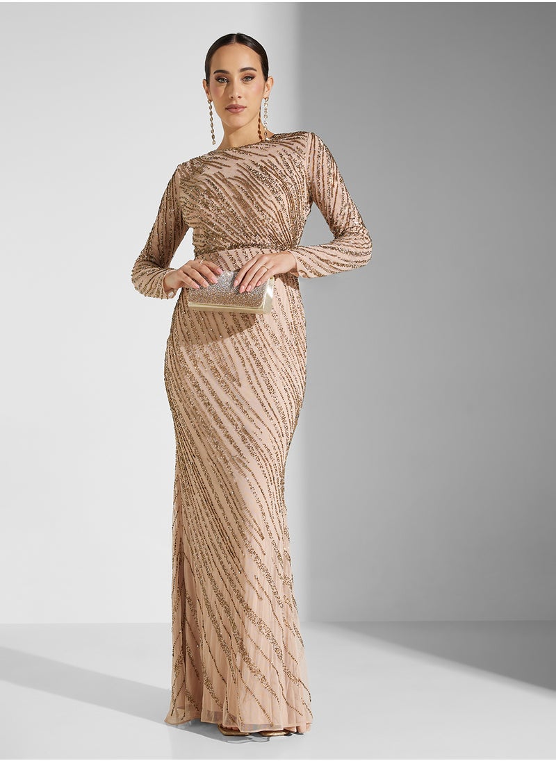 Amelia Rose Embellished Crew Neck  Dress  - Image 1