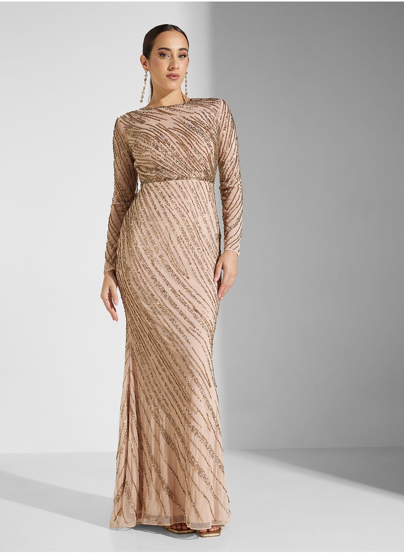 Amelia Rose Embellished Crew Neck  Dress  - Image 4