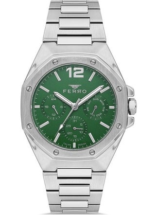 FERRO Quartz Steel Gray Green Dial Functions Active 42 mm Men's Wristwatch  - Image 1