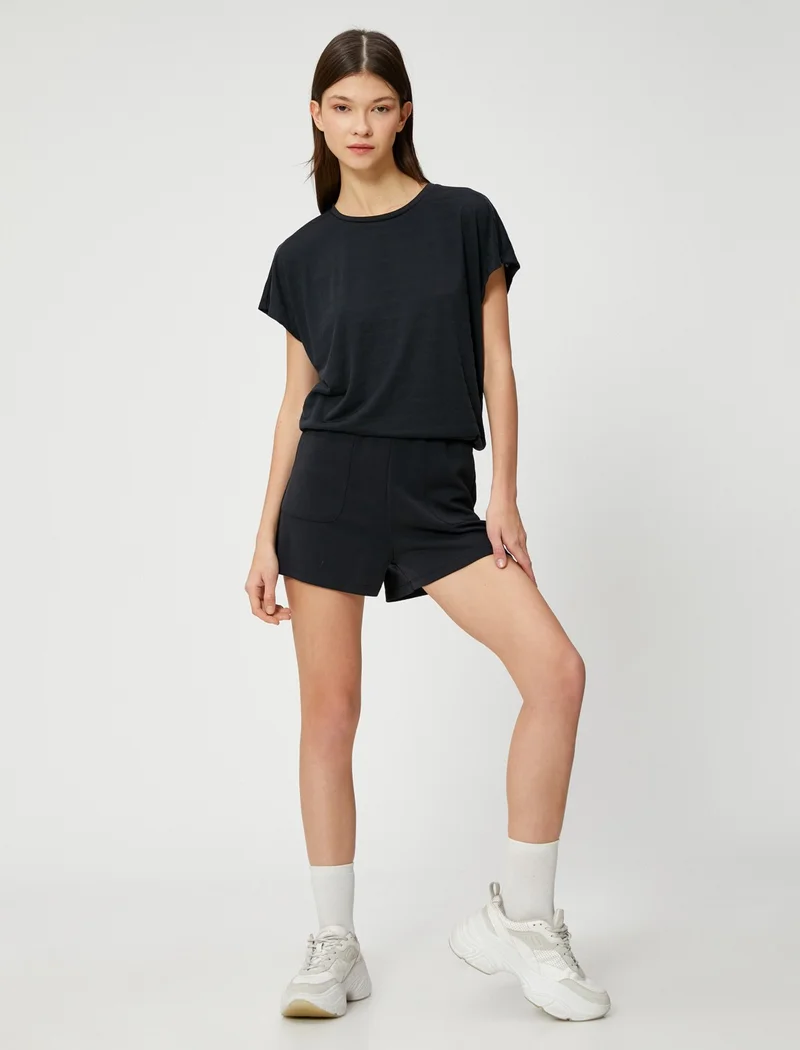 كوتون Oversize Striped Sports T-Shirt Modal Blended