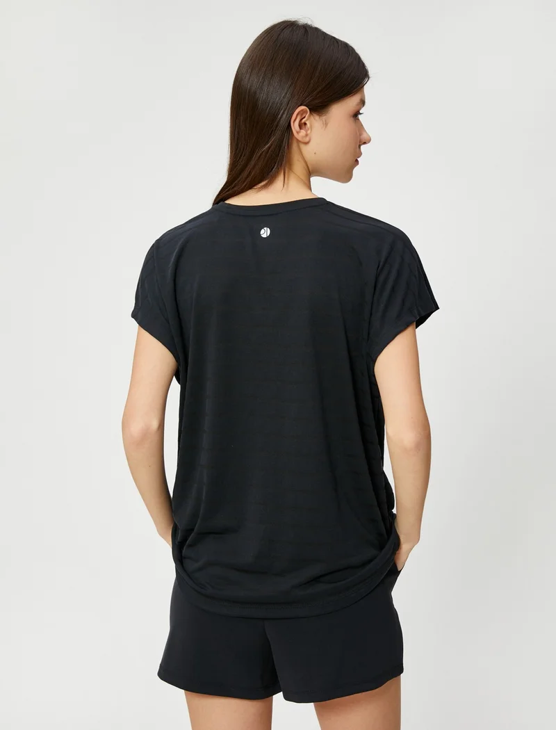 كوتون Oversize Striped Sports T-Shirt Modal Blended