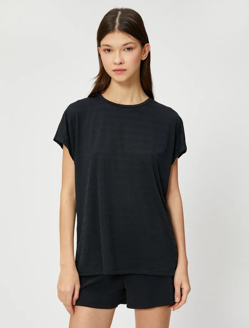 كوتون Oversize Striped Sports T-Shirt Modal Blended
