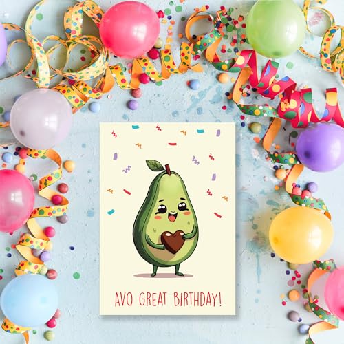 Cheerin Happy Birthday Card for Him or Her - Funny Avocado Birthday Card - Hilarious Gag Gift for Men Women Girlfriend Boyfriend Husband Wife - Image 4