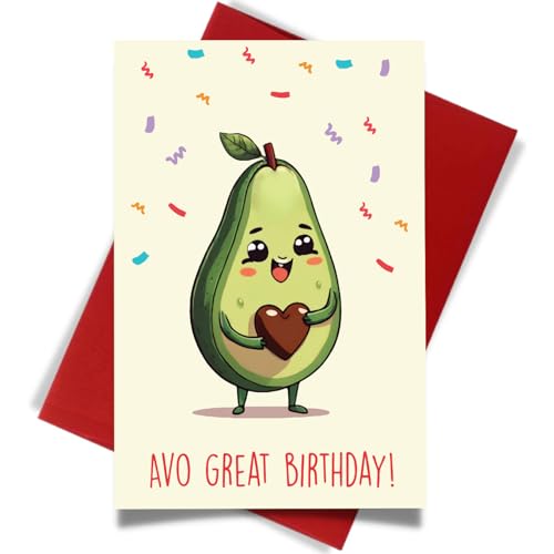 Cheerin Happy Birthday Card for Him or Her - Funny Avocado Birthday Card - Hilarious Gag Gift for Men Women Girlfriend Boyfriend Husband Wife - Image 1