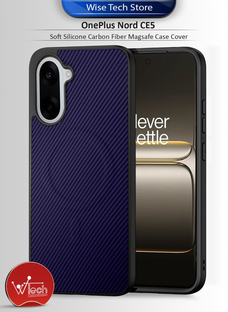 Wtech OnePlus Nord CE5 5G 2025 Soft Silicone Carbon Fiber Magsafe Protective Back Case Cover (MCFPSN) - Eggplant Purple - Image 1
