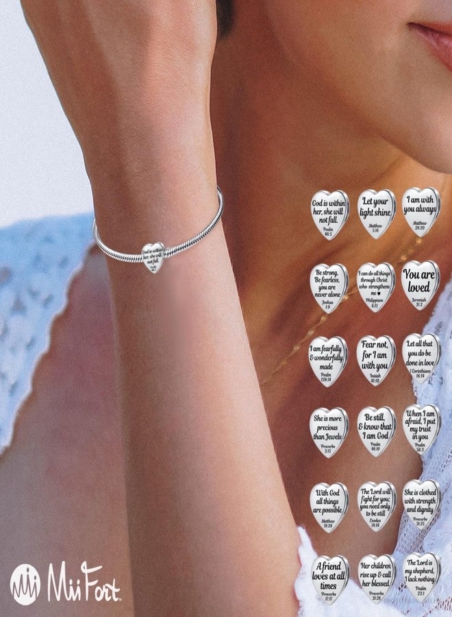 MiiFort Proverbs 31:25 Bible Verse Love Heart Charm fit Pandora Charms Bracelets Religion Birthday Bead Gift for Women Daughter Stainless Steel - Image 5