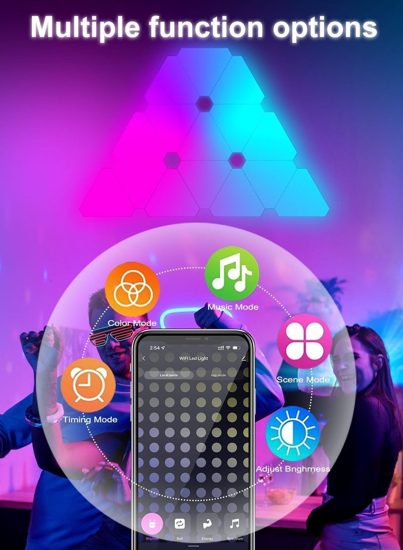 Arabest Smart Triangle Rgb LED Wall Light Panels , Wi-Fi Smart Home Decor Creative Lights with Music Sync, Compatible with  Google Assistant, For Gaming Rooms, Party Decor,Indoor Home Decoration(6 Pack) - Image 3