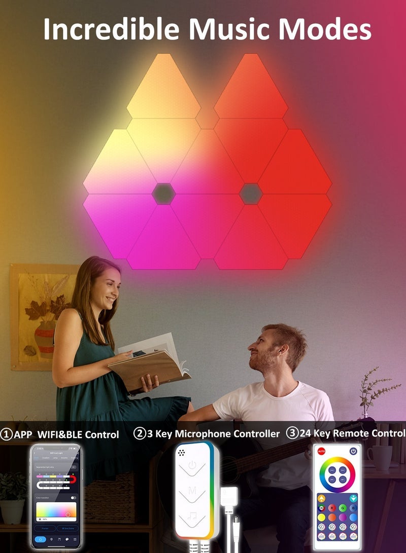 Arabest Smart Triangle Rgb LED Wall Light Panels , Wi-Fi Smart Home Decor Creative Lights with Music Sync, Compatible with  Google Assistant, For Gaming Rooms, Party Decor,Indoor Home Decoration(6 Pack) - Image 4