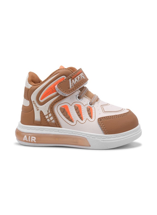 KATS Boys Colourblocked Velcro Everyday Sneakers - Mid-Top Brown Sneakers - Image 3