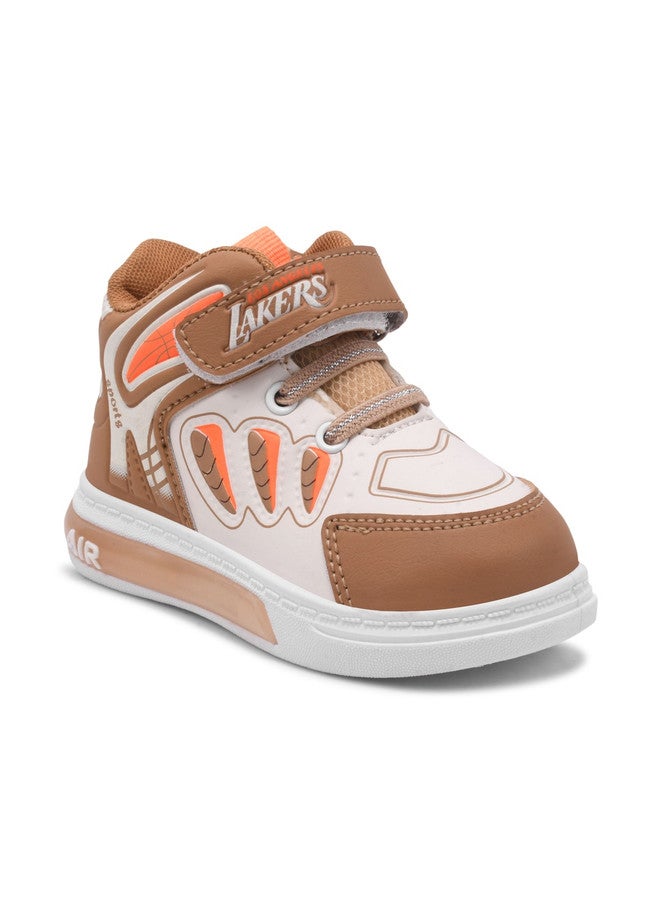 KATS Boys Colourblocked Velcro Everyday Sneakers - Mid-Top Brown Sneakers - Image 5