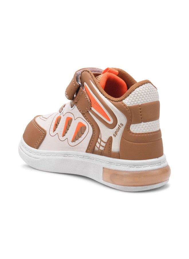 KATS Boys Colourblocked Velcro Everyday Sneakers - Mid-Top Brown Sneakers - Image 4