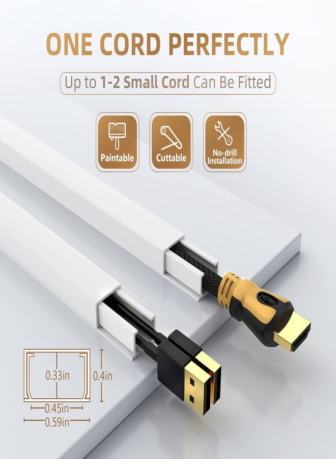 Delamu Cord Hider, Cord Covers for Wires on Wall, One-Cord Cable Hider, Self-Adhesive Wire Hiders Wire Covers for TV Cords on Wall, Easy Mount Cable Cover Management Kit, 6X W0.59 H0.4in, White - Image 2