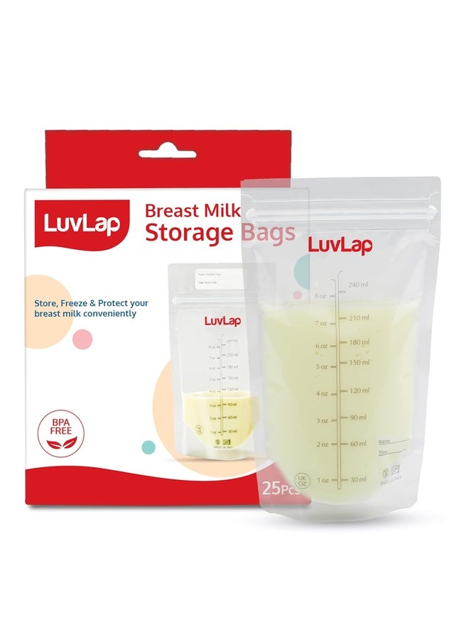 Luvlap Baby Breast Milk Storage Bags, BPA Free Disposable Milk Freezer Bags for Breast Feeding (Pack of 25 Bags)