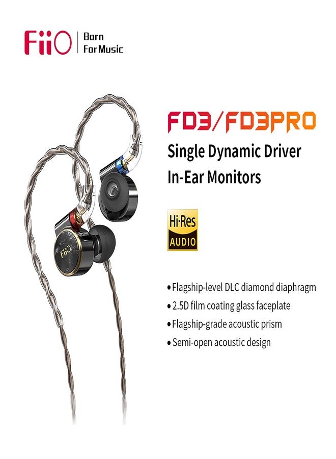 فيو سماعات أذن FIIO FD3 داخل الأذن، عالية الدقة، صوت جهير قوي، موصل MMCX (أسود) - Image 3
