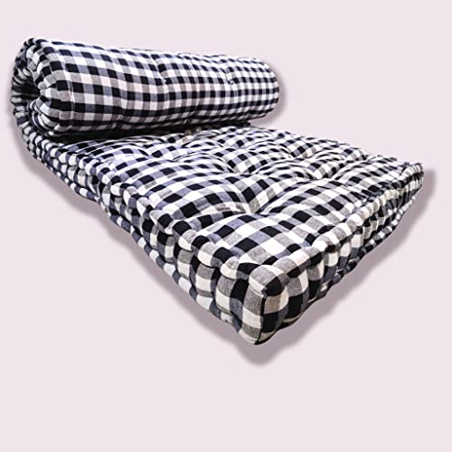 Deevine Craft Soft Thick 5-Inch Cotton Box Mattress | Gadda Medium Firm Soft Cotton Mattress | Cotton Box Rectangle Type Single Bed Mattress (2.5X6 ft or 72X30X5 Inches) Black and White Mattress - Image 1