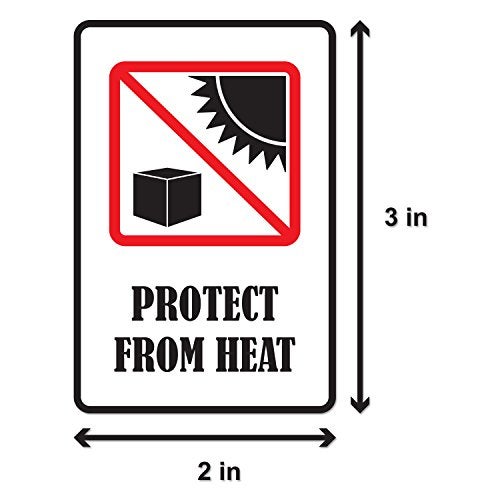 OfficeSmartLabels Protect from Heat Labels (3 x 2 inch, White - 300 Labels) Protect from Heat Perishable Warning Stickers for Safe International Shipping, Moving, Handling Instructions or Freight Forwarding - Image 2