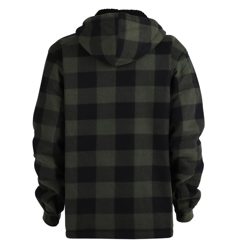 Facitisu Men's Winter Zip Up Hoodie Sherpa Fleece Sweatshirt Warm Thick heavyweight Coats Green 4XL - Image 3