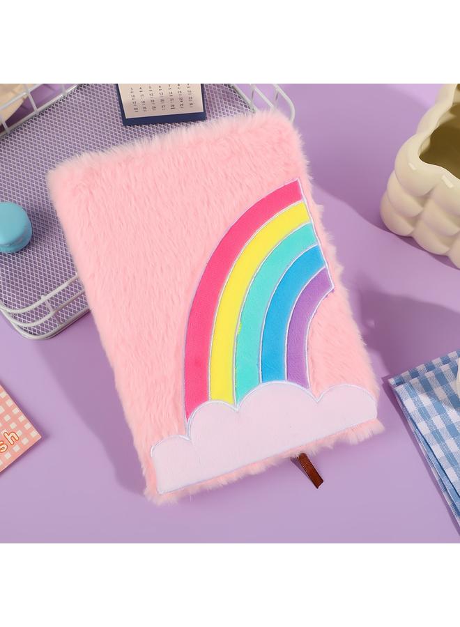 Bluejw Cross-border Foreign Trade Creative Rainbow Plush Notebook Student Decompression High Color Value Journal Girl Cartoon Notebook - Image 1